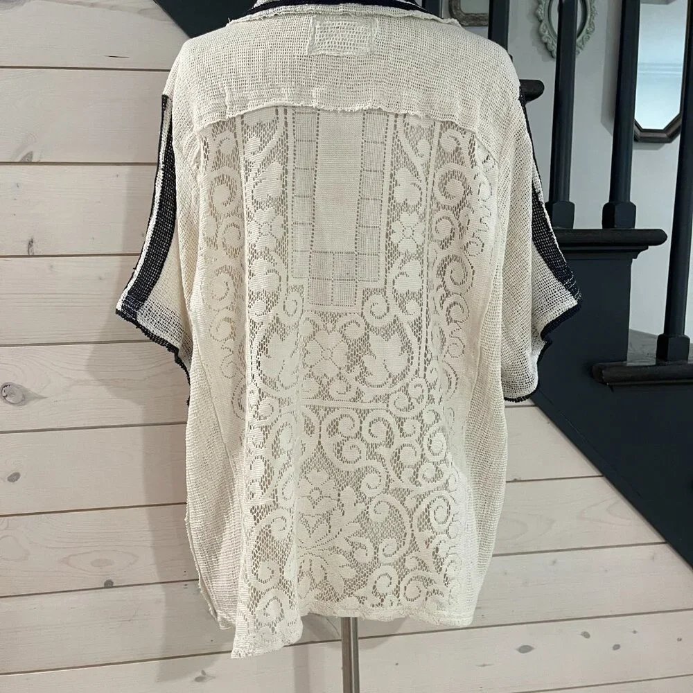 031 FP We The Free Feeling Sporty Lace Tee Ivory As Mock NWOT Size Medium - Picture 7 of 16
